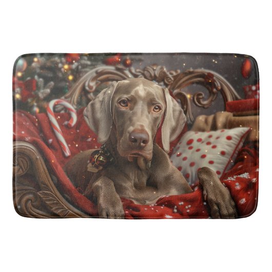 Tapis De Bain Weimaraner Chien Festif de Noël (Devant)