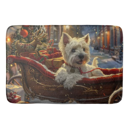 Tapis De Bain West Highland White Terrier Chien Festif de Noël (Devant)