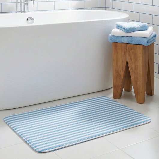 Tapis De Bain Whimsical Blue White Stripe Preppy