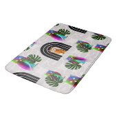 Tapis De Bain Whimsical Boho Owl & Tropical Monstera Leaf (Angle)