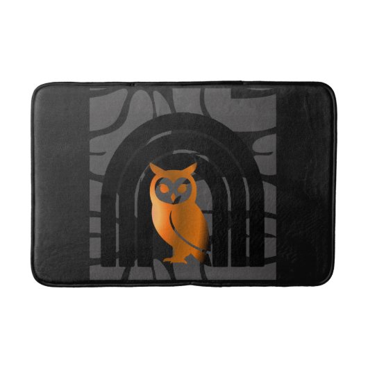 Tapis De Bain Whimsical Boho Owl & Tropical Monstera Leaf (Devant)
