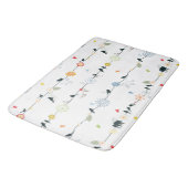 Tapis De Bain Whimsical Fun Black Birds and Flowers Motif (Angle)