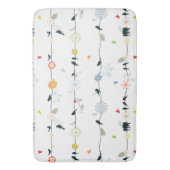 Tapis De Bain Whimsical Fun Black Birds and Flowers Motif (devant Vertical)