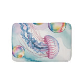 Tapis De Bain Whimsical Rainbow Jellyfish Watercolor Design (Devant)
