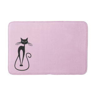 Tapis De Bain Whimsical Skinny Chat noir rose
