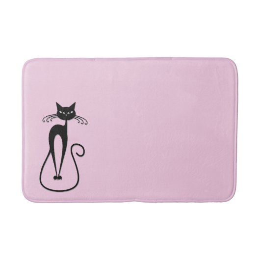 Tapis De Bain Whimsical Skinny Chat noir rose (Devant)