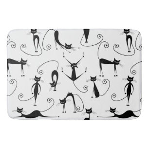 Tapis De Bain Whimsical Skinny Motif de chat noir