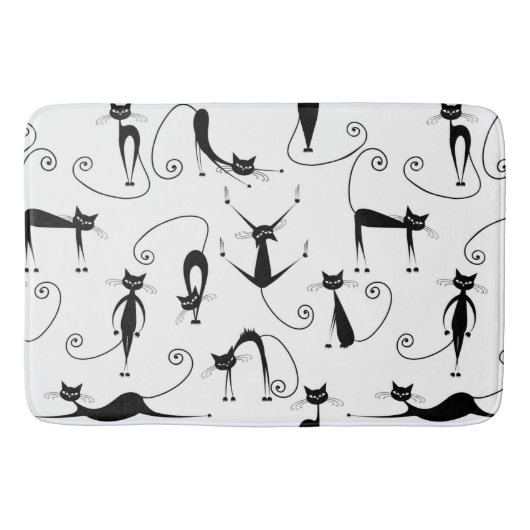 Tapis De Bain Whimsical Skinny Motif de chat noir (Devant)
