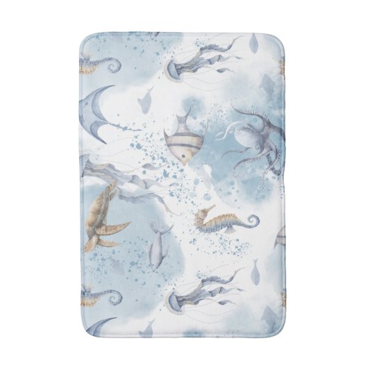 Tapis De Bain Whimsical Underwater World - Sea Creats Motif (Devant (Vertical))