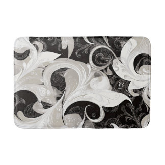 Tapis De Bain Whimsy en noir et crème Baroque