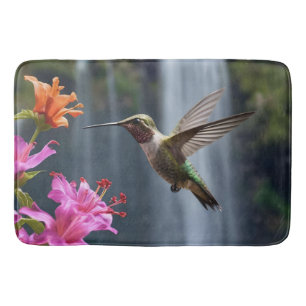 Tapis De Bain "Whispers of Nature : Hummingbird, Cascade