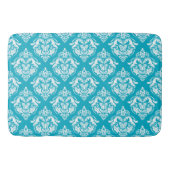 Tapis De Bain White & Blue Floral Damasks Pattern (Devant)