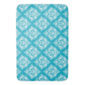 Tapis De Bain White & Blue Floral Damasks Pattern (devant Vertical)