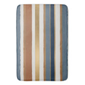 Tapis De Bain White blue gold and copper horizontal stripes (devant Vertical)