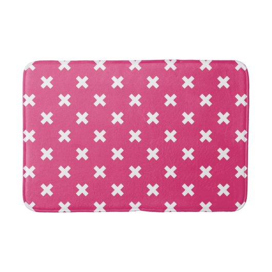 Tapis De Bain White cross stitches on fuchsia (Devant)