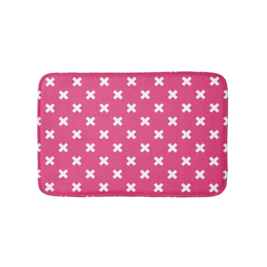 Tapis De Bain White cross stitches on fuchsia (Devant)