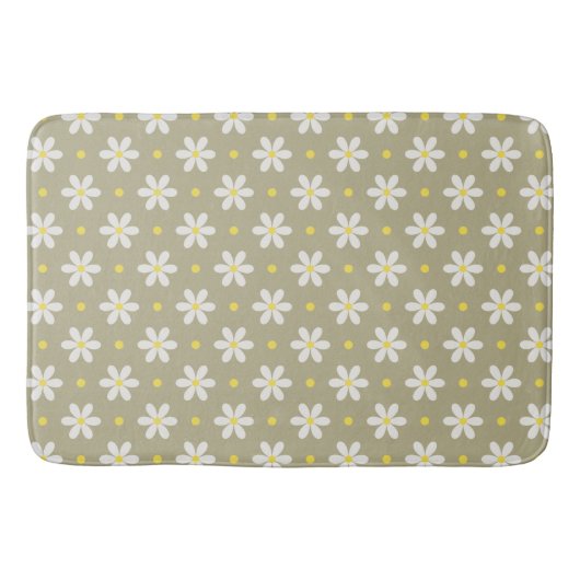 Tapis De Bain White Daisies Pattern Custom Background (Devant)