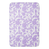 Tapis De Bain White & Lavender Glittery Damasks Pattern (devant Vertical)