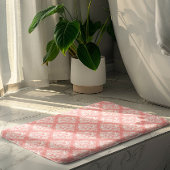Tapis De Bain White & Pink Floral Damasks Pattern