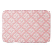 Tapis De Bain White & Pink Floral Damasks Pattern (Devant)