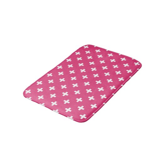 Tapis De Bain White polka crosses on fuchsia (Angle)