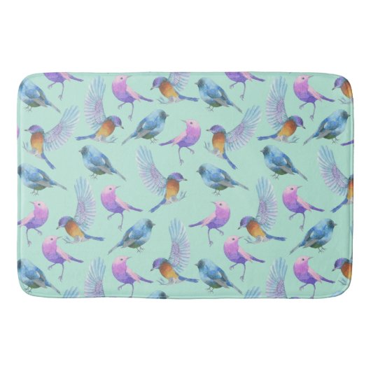 Tapis De Bain Wild Exotic Birds Colorful Watercolor (Devant)