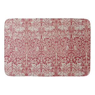 Tapis De Bain William Morris Animaux Vintages Oiseaux Lapins Ros
