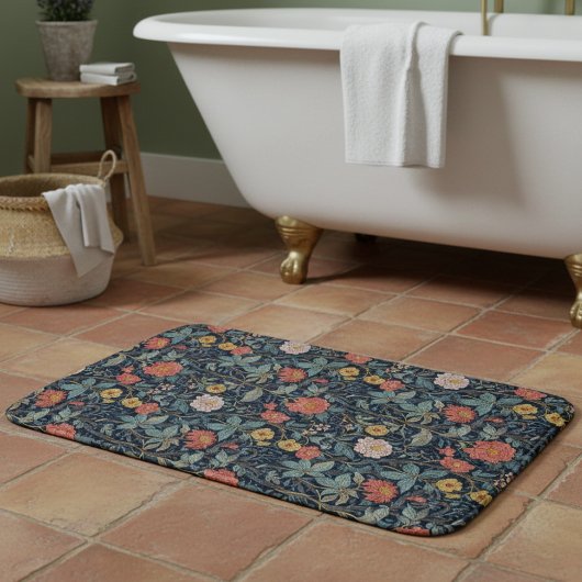 Tapis De Bain William Morris Bleu Sarcelle Arts & Crafts Floral