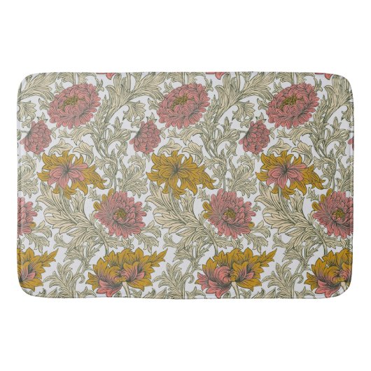 Tapis De Bain William Morris Chrysanthemum Floral Rouge Or (Devant)