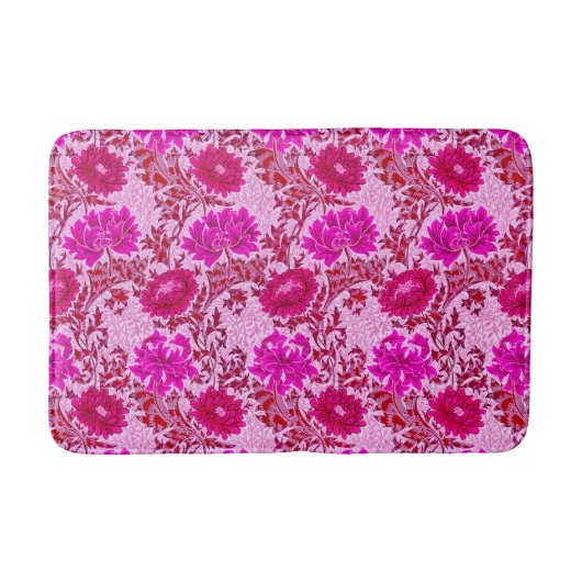Tapis De Bain William Morris Chrysanthemums, Bourgogne et rose (Devant)