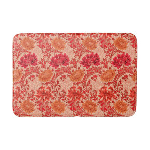 Tapis De Bain William Morris Chrysanthemums, Coral Orange