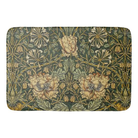 Tapis De Bain William Morris Honeysuckle Vert Floral (Devant)