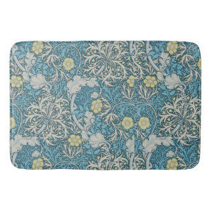 Tapis De Bain William Morris, motif Art nouveau, algues, bleu, f