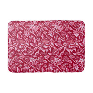Tapis De Bain William Morris Sunflowers, Bourgogne et rose