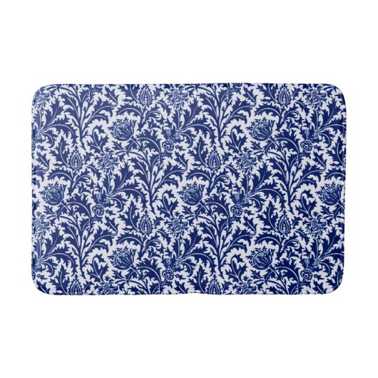 Tapis De Bain William Morris Thistle Damask, bleu marine et blan (Devant)