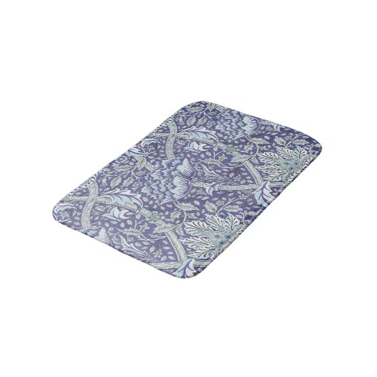 Tapis De Bain William Morris Windrush fleurs bleues (Angle)