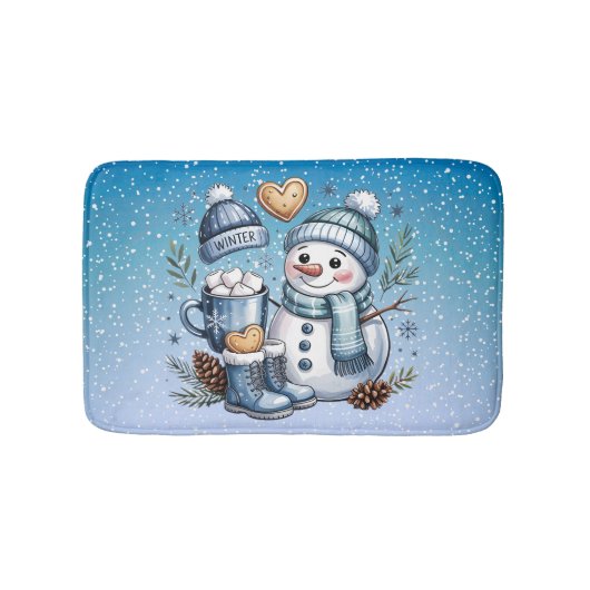 Tapis De Bain Winter Cozy Snowman (Devant)