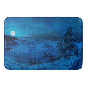Tapis De Bain Winter sea coast in moonlight
