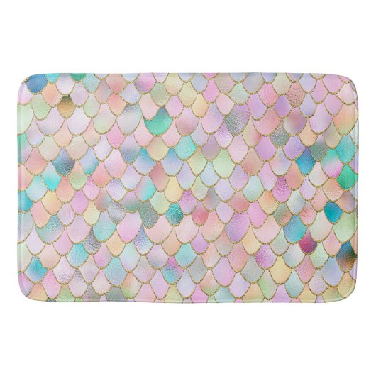 Tapis De Bain Wonky Trendy Rainbow Girl Metal Mermaid Scales (Devant)