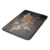 Tapis De Bain World map leather geographical brown (Angle)