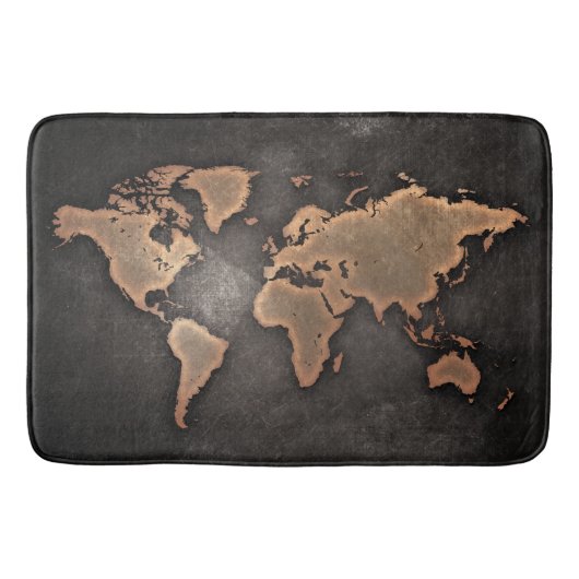 Tapis De Bain World map leather geographical brown (Devant)