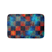 Tapis De Bain Xadrez azul, laranja, faux sujo ou manchado. (Devant)