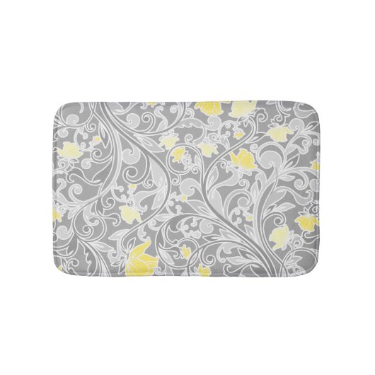 Tapis De Bain Yellow and Gray Swirly Floral (Devant)