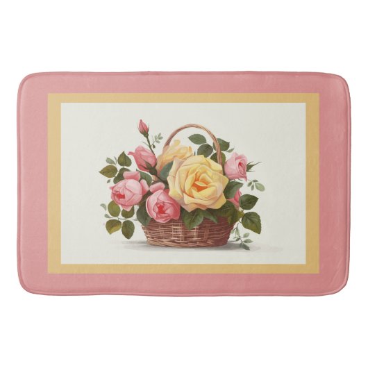 Tapis De Bain Yellow And Pink Roses Bath Mat (Devant)