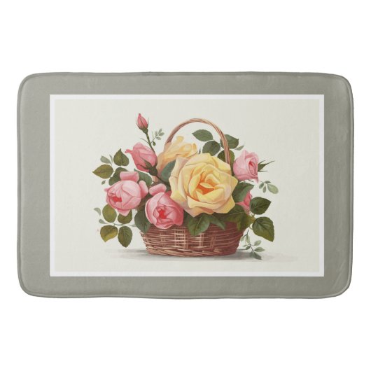 Tapis De Bain Yellow And Pink Roses Bath Mat (Devant)