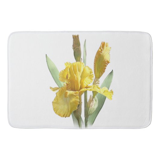 Tapis De Bain Yellow Bearded Iris Flower Botanical Design (Devant)