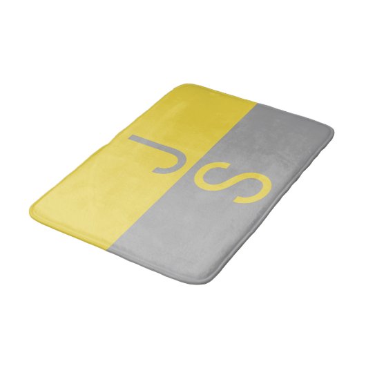 Tapis De Bain Yellow & Grey Modern Initials monogram (Angle)