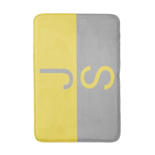 Tapis De Bain Yellow & Grey Modern Initials monogram (Devant (Vertical))