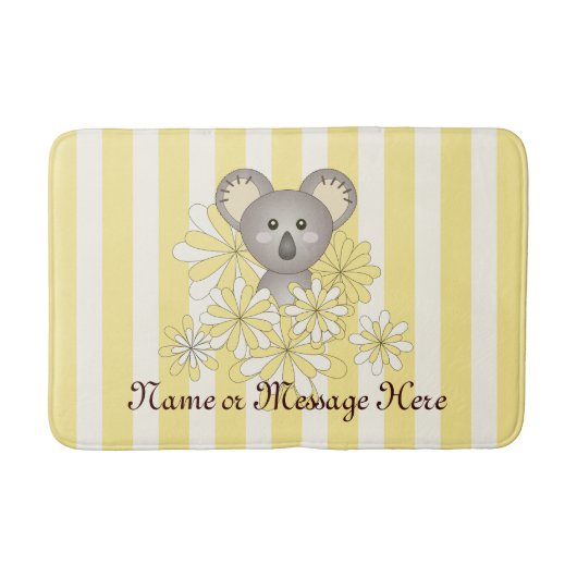 Tapis De Bain Yellow Stripe mignonne Bébé Koala Ours Enfants (Devant)