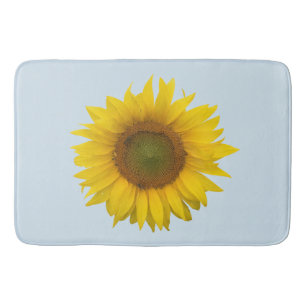 Tapis De Bain Yellow Sunflower Cute Floral Blue